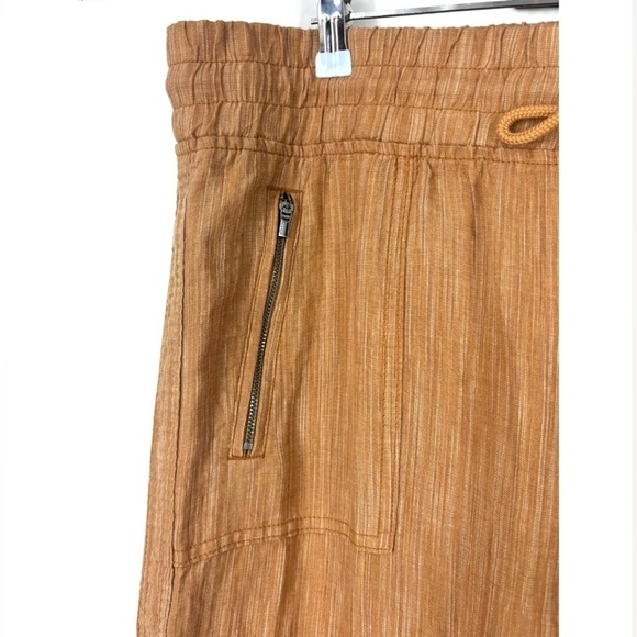 NWOT Athleta Cabo Linen Wide Leg Pants Brown Orange 16 - Picture 4 of 7
